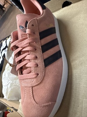 Adidas Gazelle Pink And Black Stripes Men- 7.5 Women-9
