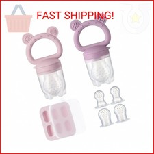 2 Pack Silicone Baby Fruit Feeder with Mini Freezer Tray, Breastmilk Popsicle Mo