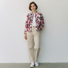 Charter Club Jacket Women's Multicolor Floral Pattern Button Front - M