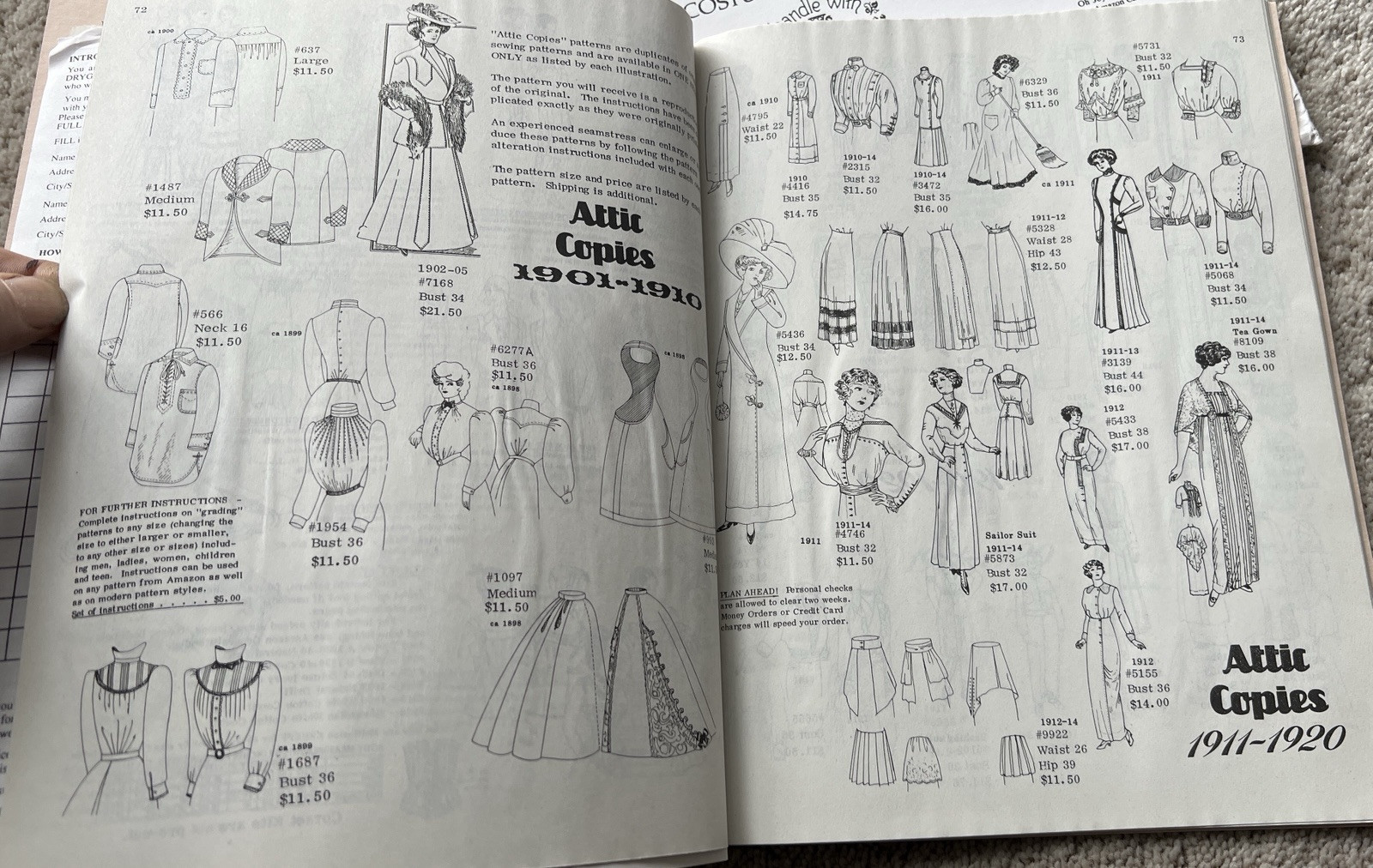 Vintage clothing, 1900’s Patterns from the Past 1994 sewing Catalog Drygoods NOS