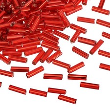 4200 Pcs Glass Bugle Beads, 6x2mm Loose Bead Red