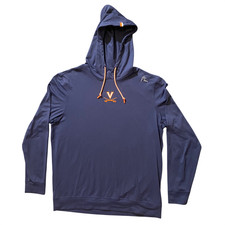 Rhoback Hoodie Mens M UVA Cavaliers Pullover Navy Orange Logo Hooded Long Sleeve