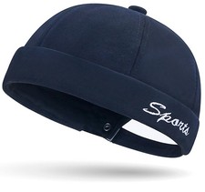 Mens Docker Cap Brimless Hat Retro Rolled Cuff Beanie Adjustable Winter Hat