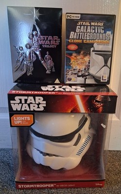 Star Wars Light Up Stormtrooper Head/ Triology DVD Set/PC CD-Rom Clone Campaign