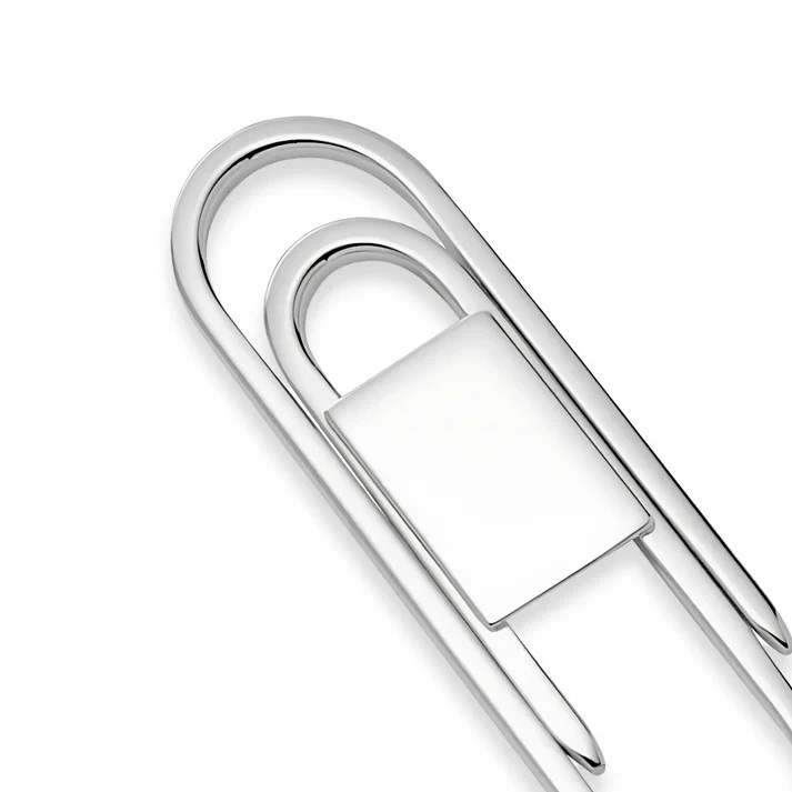 Fermasoldi su carta in oro bianco 14 carati con sigillo per uomo/donna/unisex 1 pz foto 2
