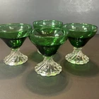 VTG Anchor Hocking Green Depression Bubble Drink Glasses Dessert Dishes Set of 4