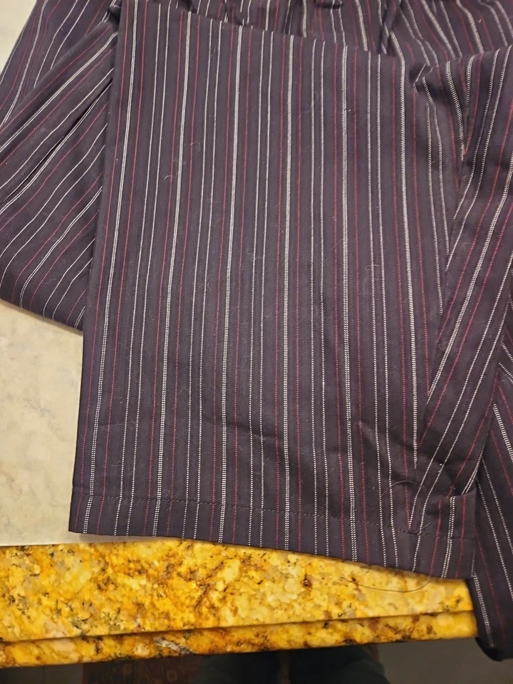 Uncommon Threads Large Chef Pants Black W/Red&White Pin Stripe. Never Worn - Image 2 of 4