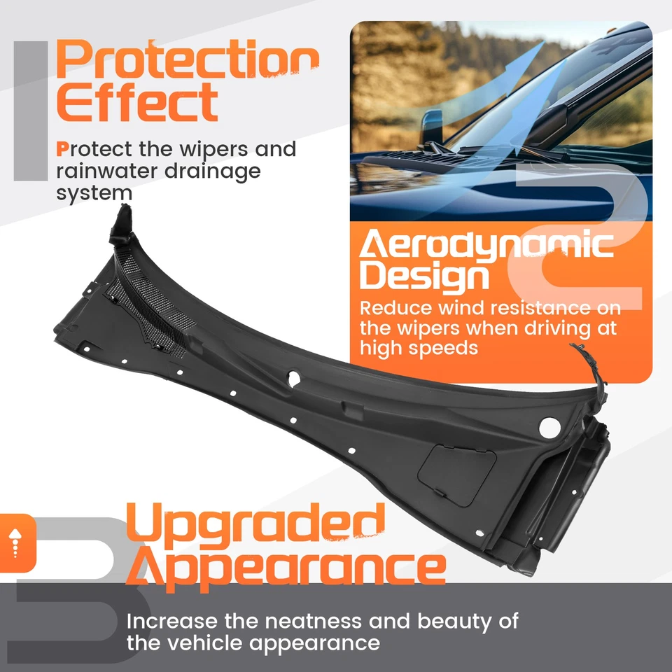 Front Windshield Cowl Vent Grille Cover Panel For 12-23 Dodge Charger 57010314AI - Image 2 of 4