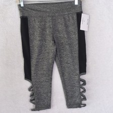 Womens Gray Cropped Athletic Workout Yoga Pants Size XL
