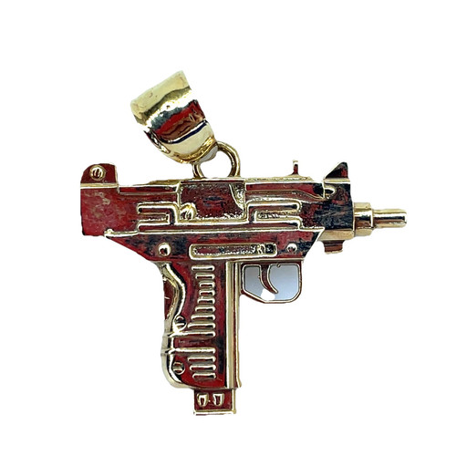 10k Gelbgold Herren Mac 10 Gun Anhänger 5,80g - Bild 3 von 3