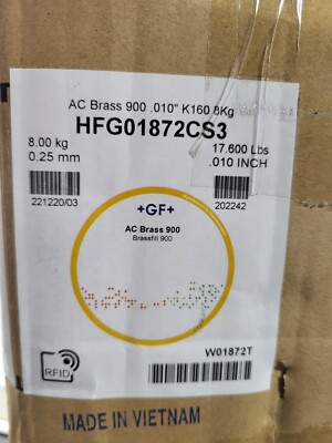 HFG01872CS3 AC Brass Wire 900 .010'' K160 8KG 17.6 Lb Reels X2