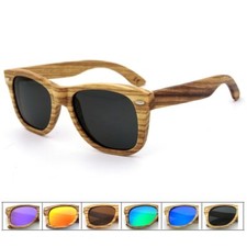 New Zebra Wooden Sunglasses Men's Polarized Eyewear Wood Glasses Bamboo Case Box