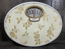 Vintage BORG 1950's Mid Century Oval Gold Rose Bathroom Scale Dome Bubble Viewer