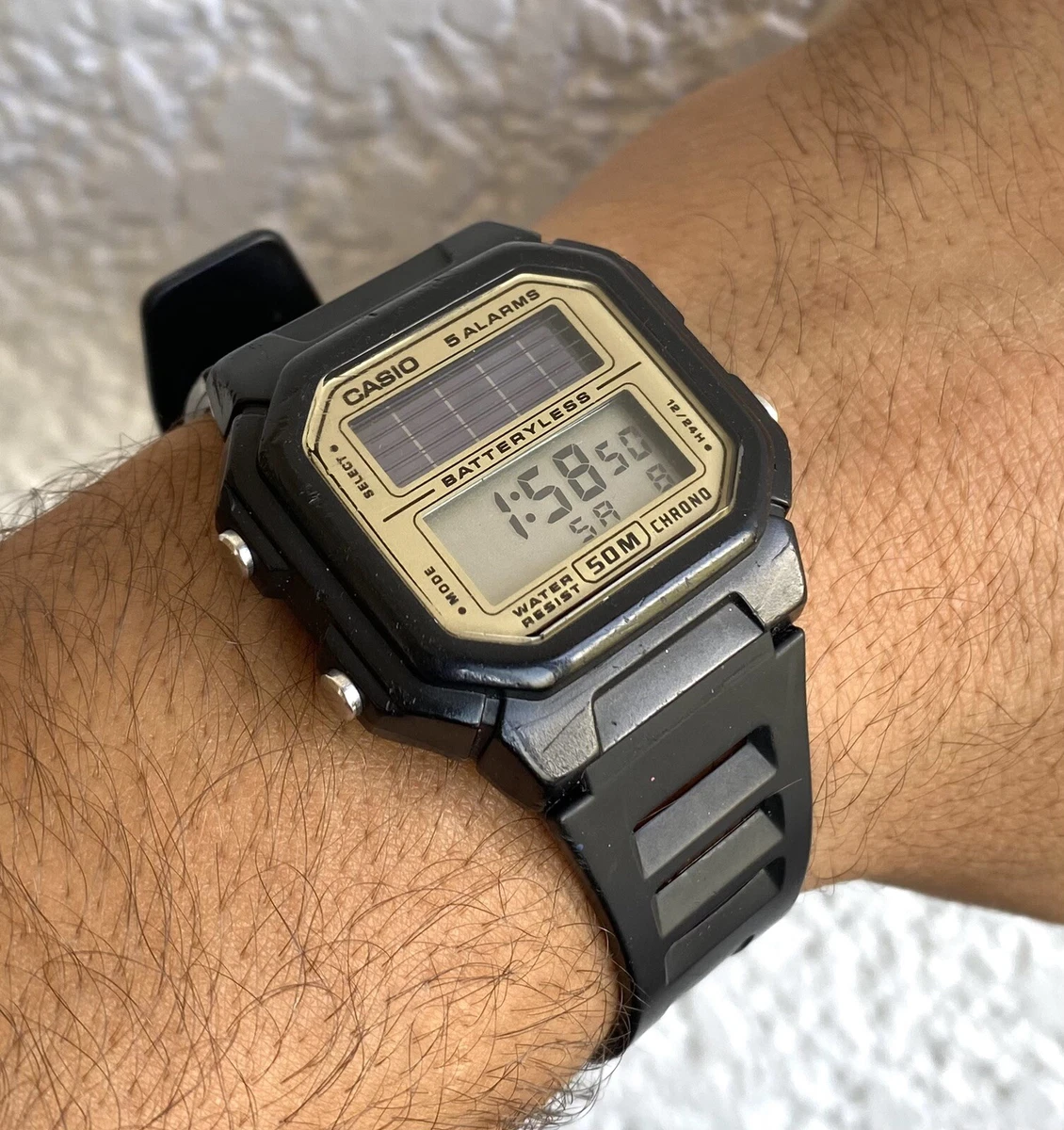 Casio Solar Digital 3274-AL-190W Vintage Casio Watch Alarm 50M Gold  Batteryless