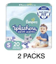LOT OF 2PK Pampers Splashers Baby Diapers Small Disposable Swim Pants 20 Pack EA