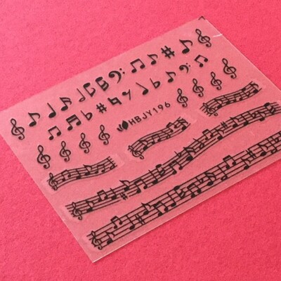 4 Colors Musical Note Staff Stave Notation Art Nail Sticker HBJY196