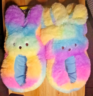 Peeps Bunny Slippers & Headband Set Easter- Girls Size M (13-1)- Ultra Fluffy