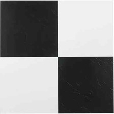 Black and White Vinyl Peel and Stick Tile Square 20 Pk Luxury Flooring 12 X 12