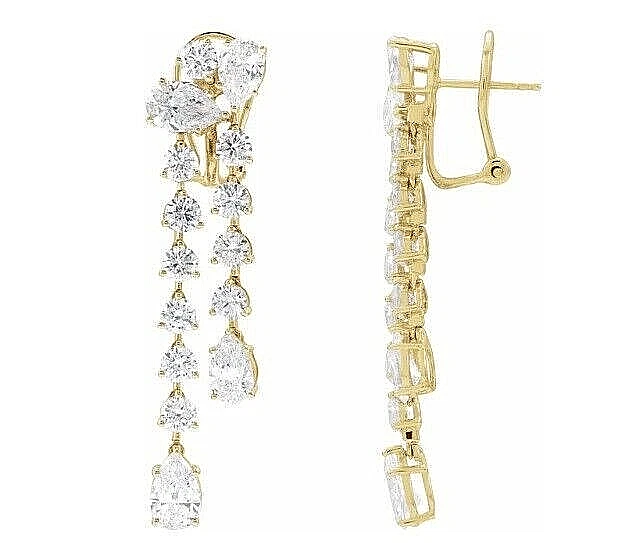 10.40 ct Dangle Earrings Pear & Round Diamonds 14k Gold Lab Grown IGI cert E VS1 - Image 2 of 4