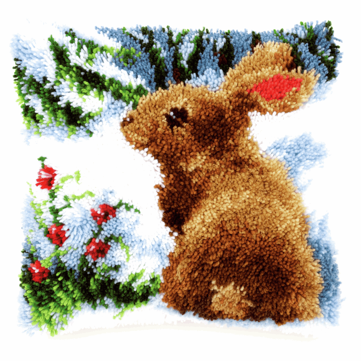 Vervaco Rabbit in the Snow Latch HookCushion, Multi-Colour - Image 2