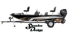 Yellow Retro White Grey Vinyl Graphic Decal Kit Fishing Abstract Lines Boat wrap