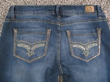 Jordache Jeans Womens 4 Blue Denim Bootcut Low Rise Dark Wash Studs Retro 30x31