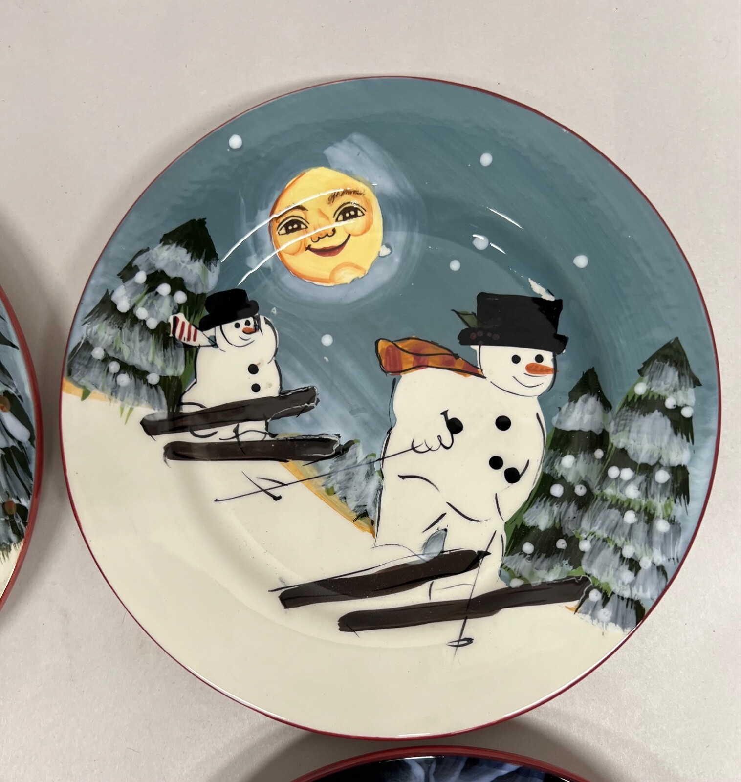 Sakura David Brown Merry Little Christmas Salad Dessert Plates Holiday