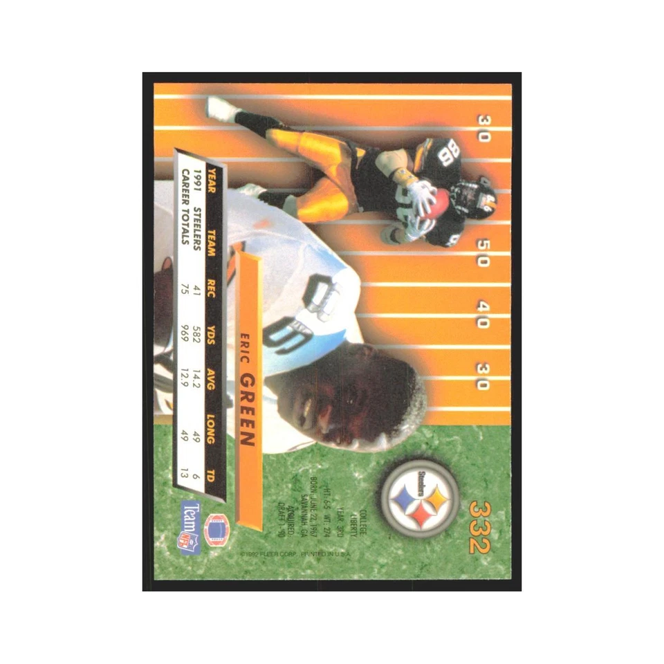 Eric Green 1992 Fleer Ultra #332 Football Cards Football Card NM - Image 2 of 3