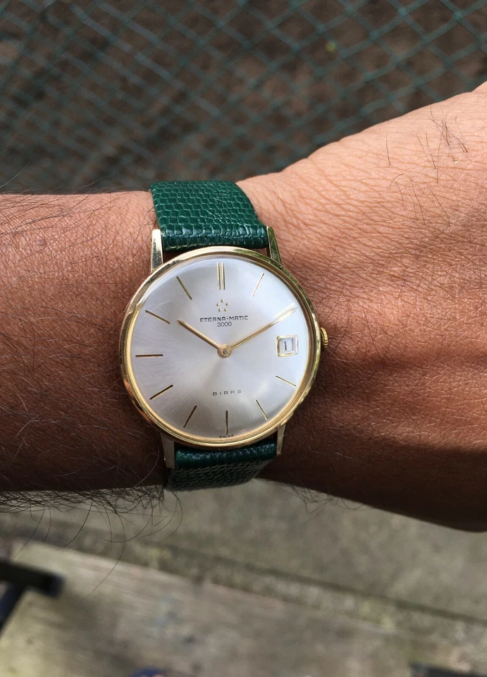 Vintage Eterna Matic 3000 Birks Automatic Ultra Flat RARE with BOX Foto 3 de 4