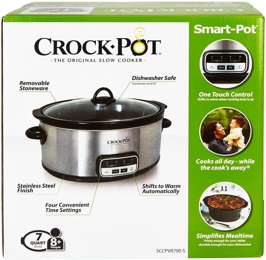 Crock-Pot SCCPVR700SA 7-Quart Smart-Pot Slow Cooker - Brushed Stainless Steel 