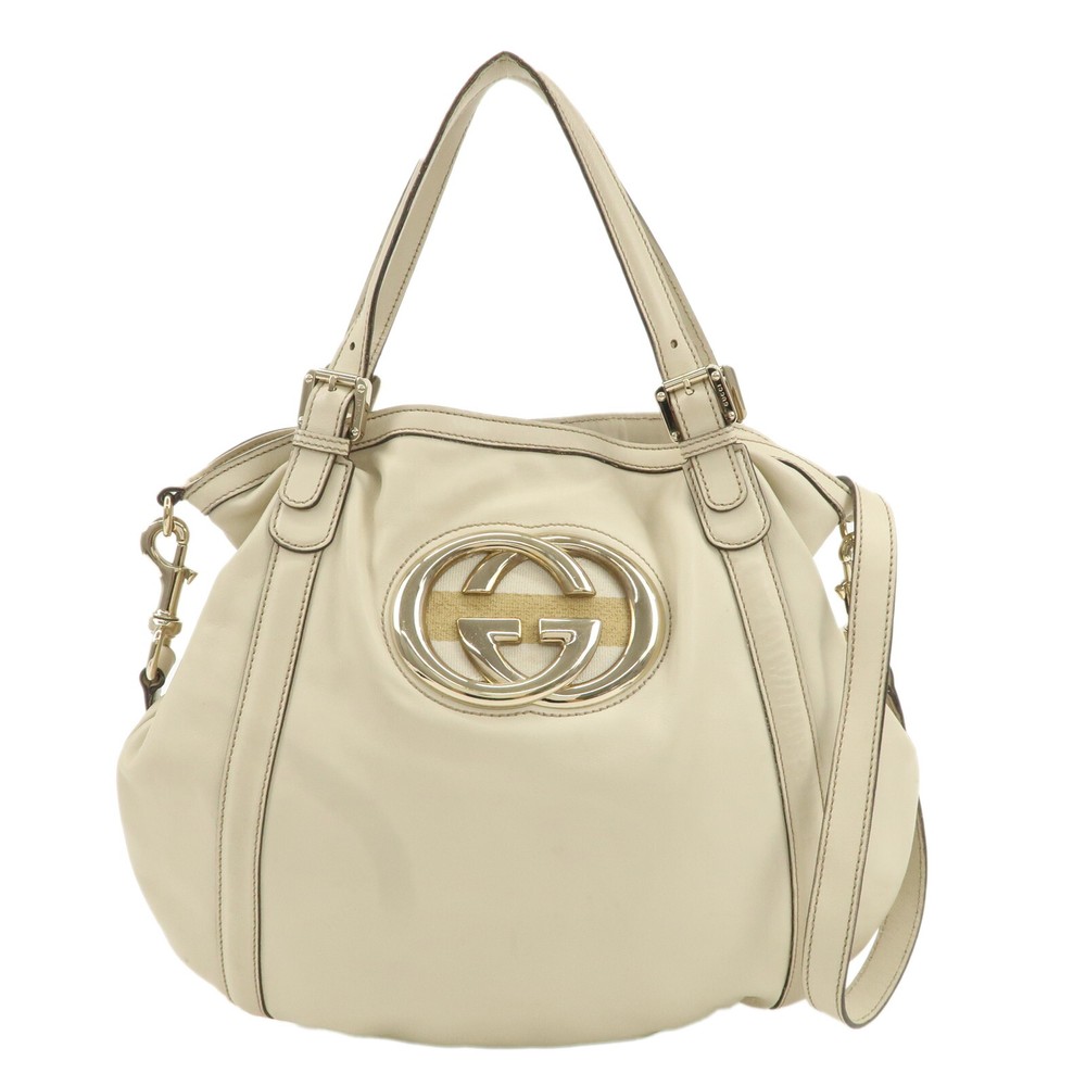 Auth GUCCI Sherry Interlocking G 2Way Shoulder Bag Leather 162886 Used