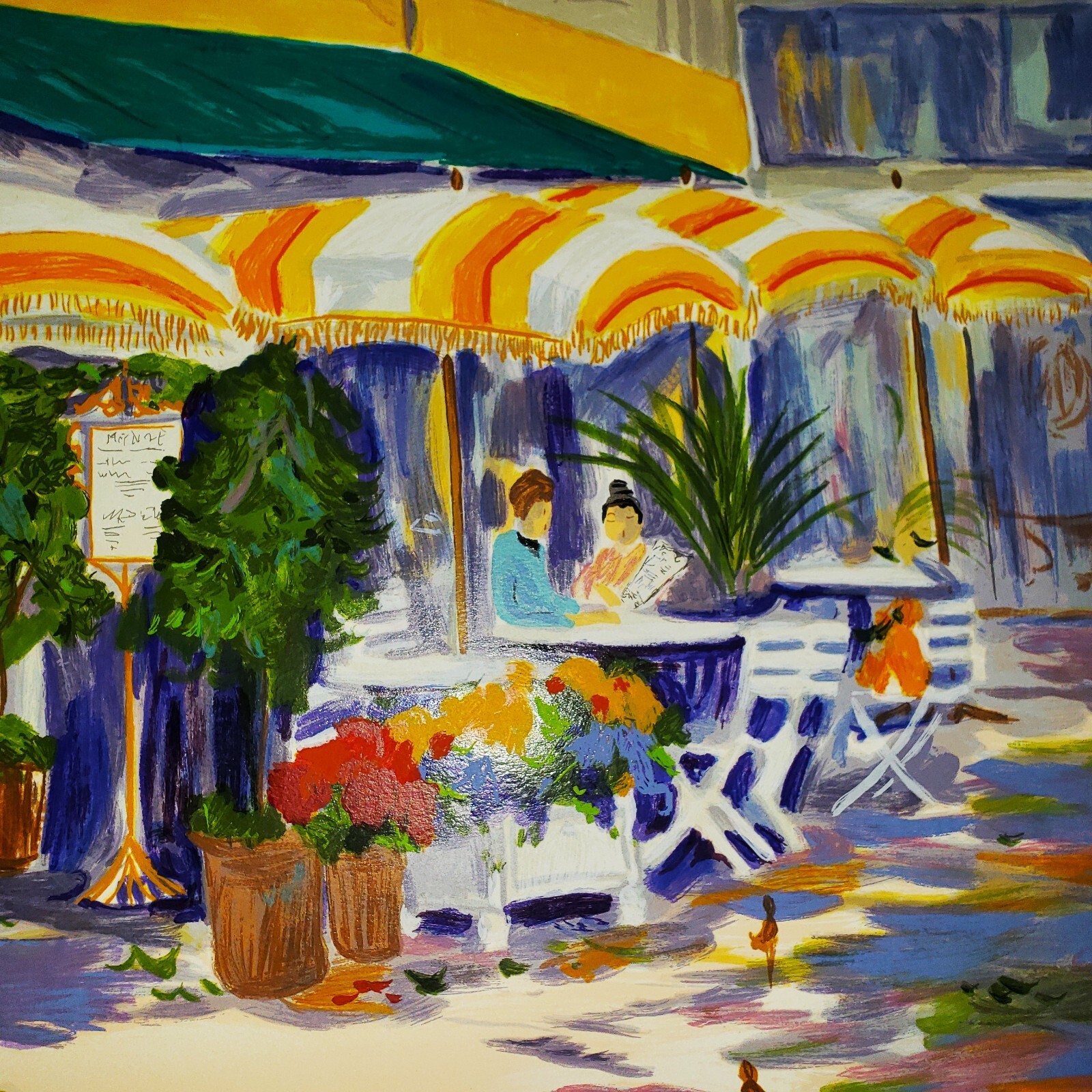 DOROTHY SPANGLER (b. 1928) Pencil SIGNED Cafe Scene Large Serigraph 66/350 WOW!