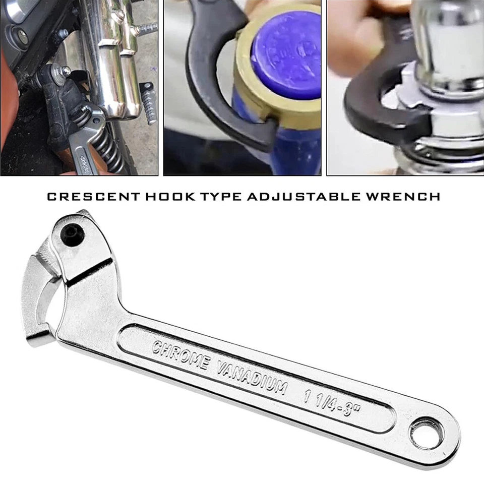 32-76mm Square Eng Adjustable Hook Wrench C Spanner Tool Suspension Motorcycle - Image 3 of 4