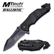 MTECH 9" Spring Assisted Tactical Black Pocket Knife Folding Knives Hunting EDC