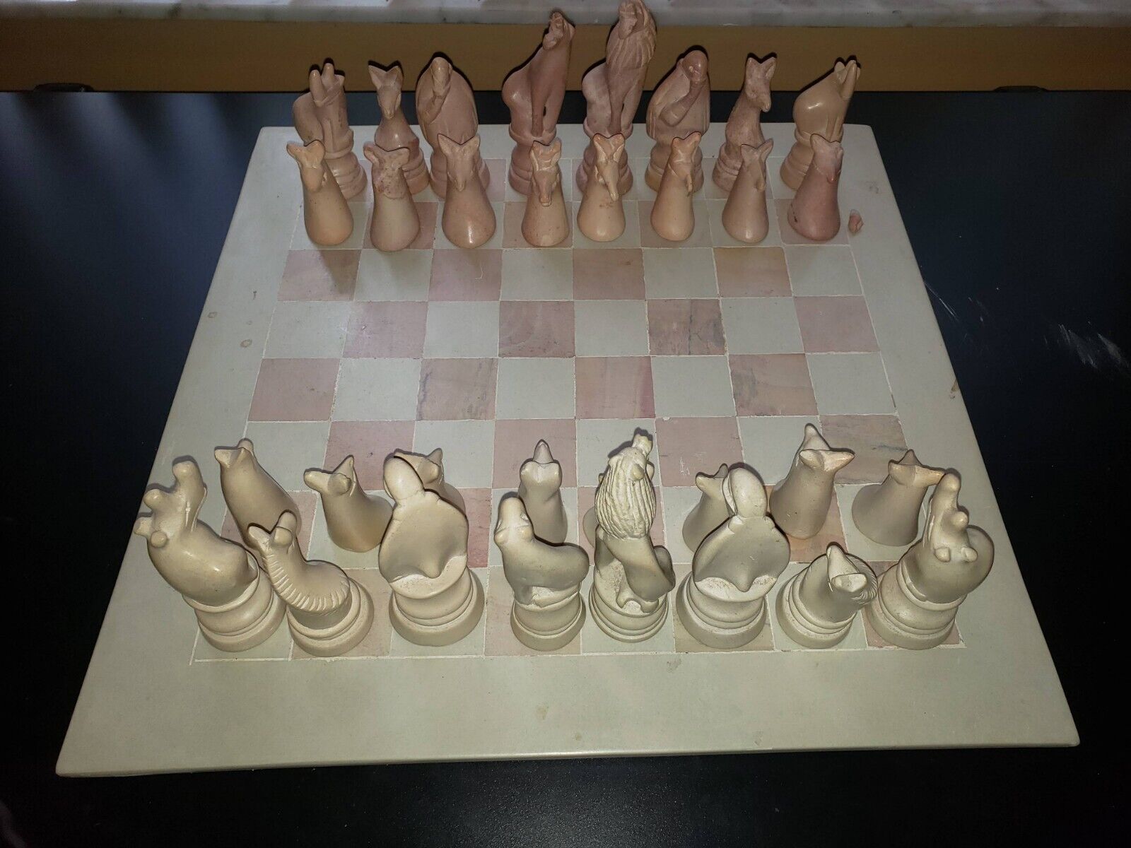 Soapstone Hand-Carved Chess Set - African Maasai Tribe Pieces