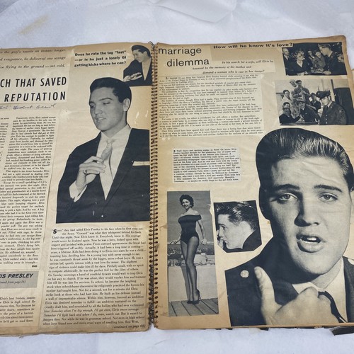 ÁLBUM DE RECORTES DE RECUERDOS DE FANS DE ELVIS PRESLEY de colección clip de periódico militar - Imagen 6 de 12