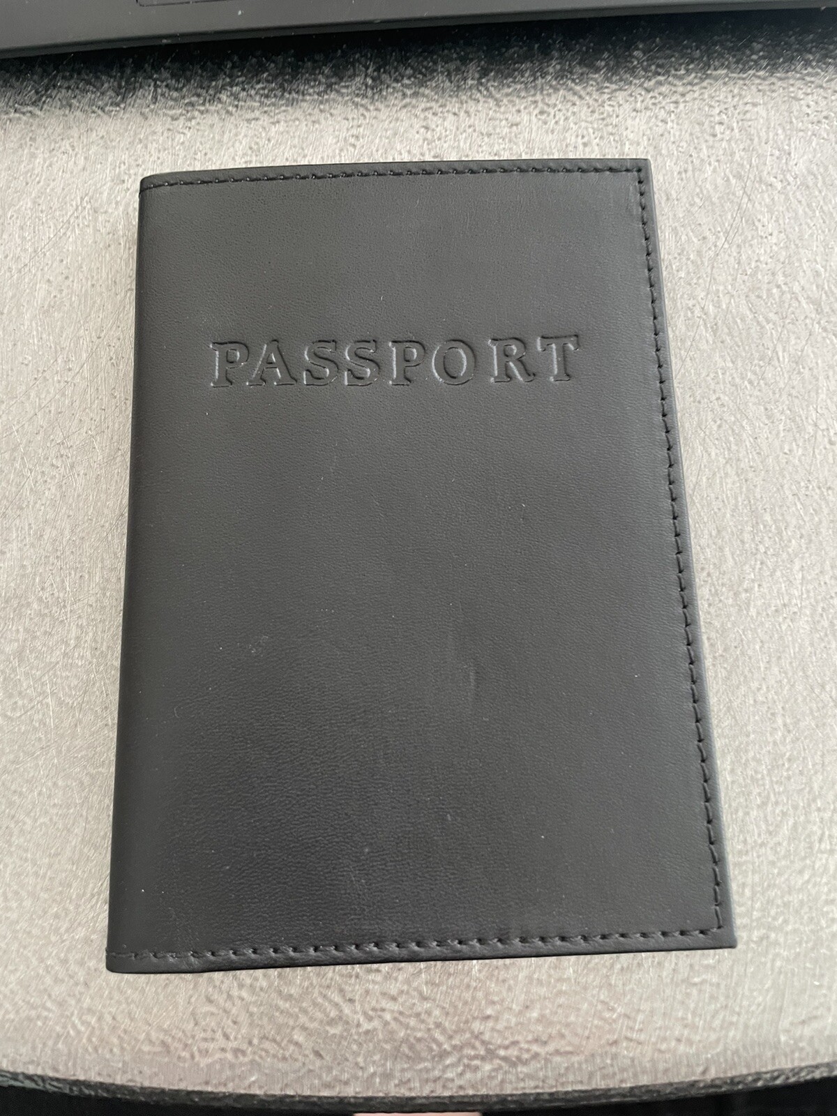 Abas Black Leather RFID Blocking Passport Holder With Card Slots Brand New  -image
