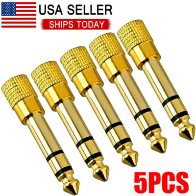 5x TRS Stereo Audio Headphone Adapter 6.35mm 1/4'' Male to 3.5mm 1/8'' Female Jack