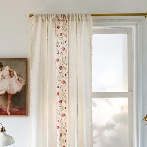Sage Green Boho Curtains for Bedroom Living Room Cute Textured Window Curtain - Picture 20 of 36