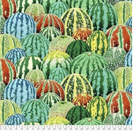 Sandías colectivas Kaffe Fassett - Tela para ropa acolchada verde