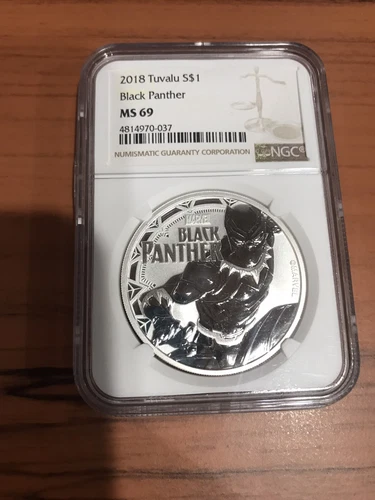 2018 Tuvalu Marvel Black Panther Silver 1oz NGC MS69