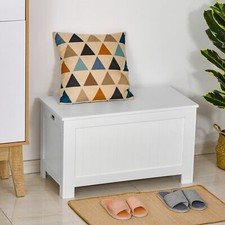 Panca Contenitore Multiuso Legno Mdf Apertura Blocco Di Sicurezza, 81X40x46cm,