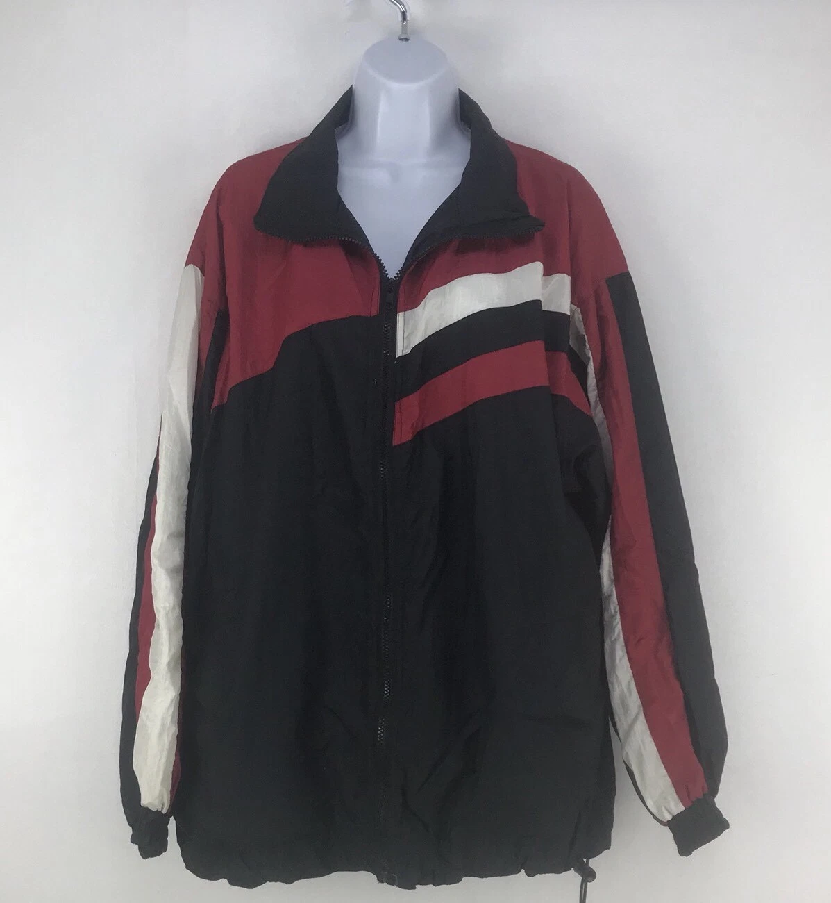 Vtg 90s WINNER Red/Black Athletic TRACK JACKET Windbreaker Coat Men's M Tennis