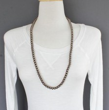 Brown faux pearl necklace 30" long pearly beads 8mm bead long necklace
