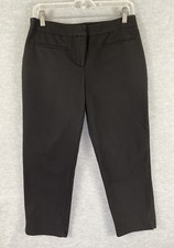 Chico's 0 US S/4 Black Cropped Pants Capris Cotton Elastane Pockets Flat Front