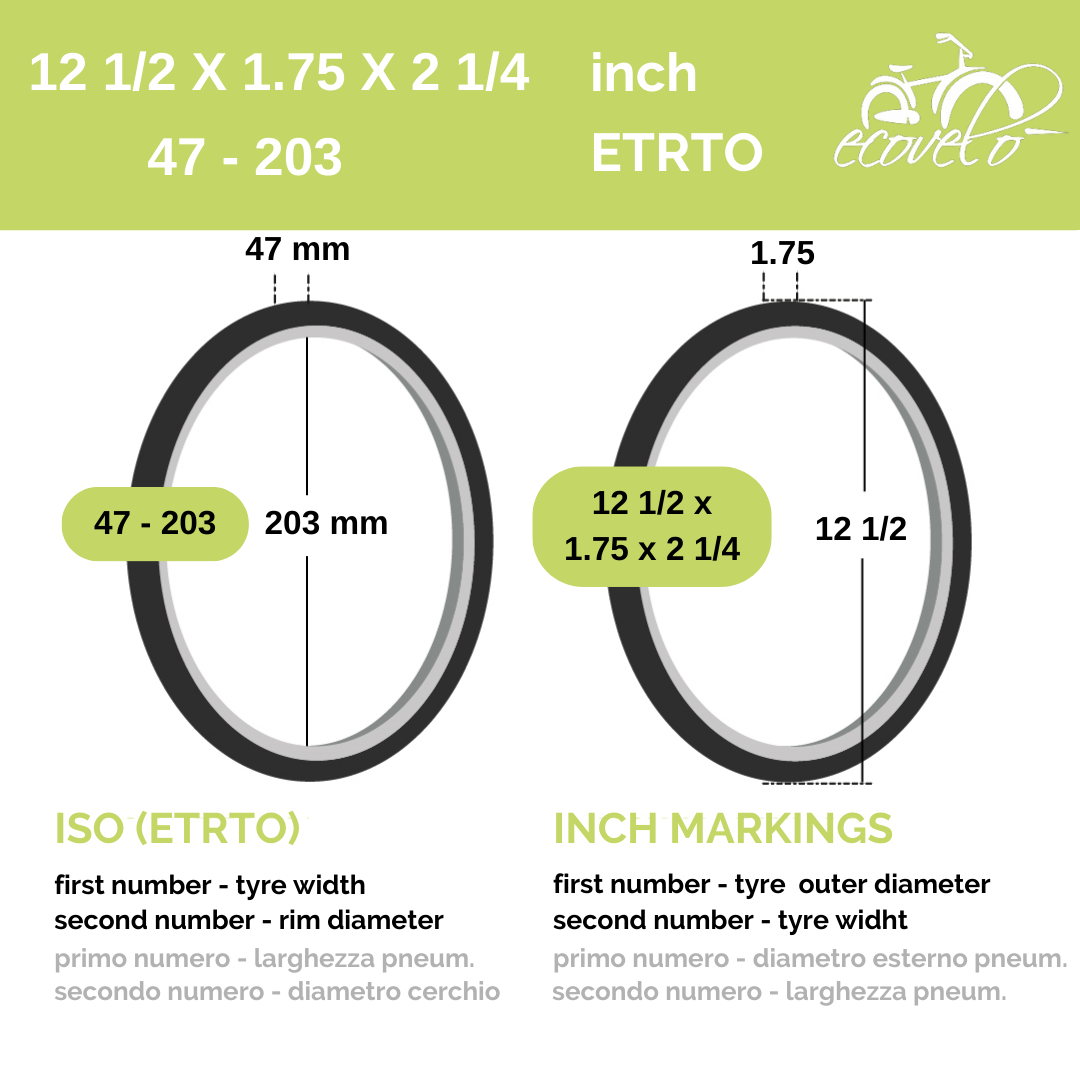 1 CAMERA 1 COPERTONE NERO PER MOUNTAIN BIKE 12 1/2 X 1.75 2 1/4 (47-203 - Foto 13