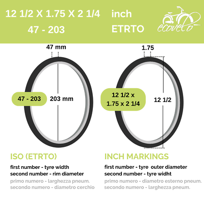 Pneumatici 12 1/2 X 2 1/4 Pneumatici E Camere D'aria Per Bici Bambini 12.5 Pollici - Set 2 Gomme 2 Camere Pneumatici Bici Bambini 12.5 - Foto 4