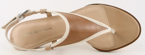 VIA SPIGA HALO 2 Cinnamon Multi Designer T Strap Thong Wedge Sandals 7 - Picture 3 of 4