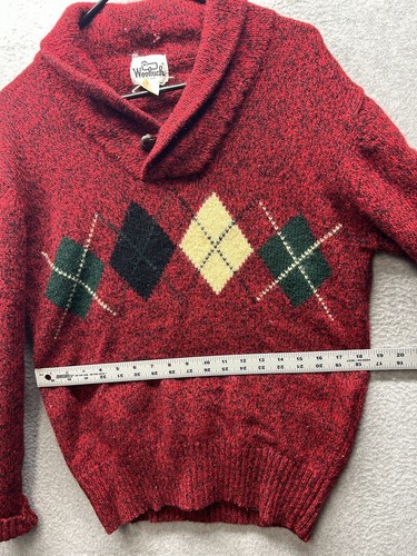 Vintage Woolrich Wool Sweater Mens Size Medium M Pullover Knit Argyle Red - Picture 10 of 15