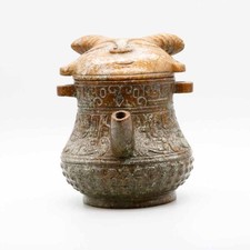 Chinese Oriental culture carved jade cover (He)Objecting shape of human face